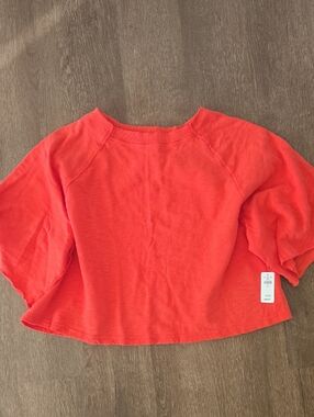 aerie Coral Cropped SLUB tee Women L Nwt